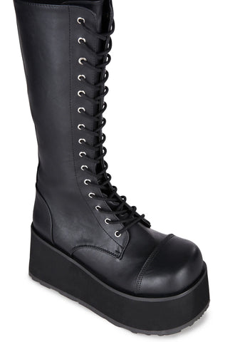 Trashville-502 Unisex Platform Knee High Boots