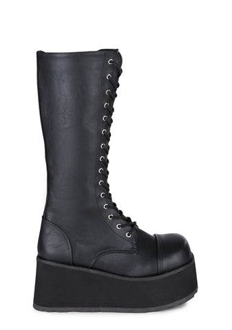 Trashville-502 Unisex Platform Knee High Boots