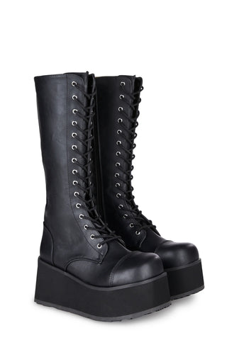 Trashville-502 Unisex Platform Knee High Boots