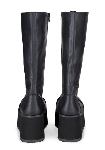Trashville-502 Unisex Platform Knee High Boots