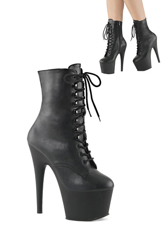 Adore-1020 Platform Ankle Boots-Black PU