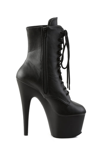 Adore-1020 Platform Ankle Boots-Black PU