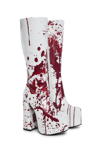 Scream Queen Gogo Boots - White