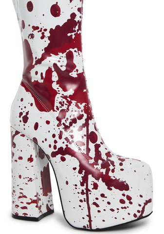 Scream Queen Gogo Boots - White