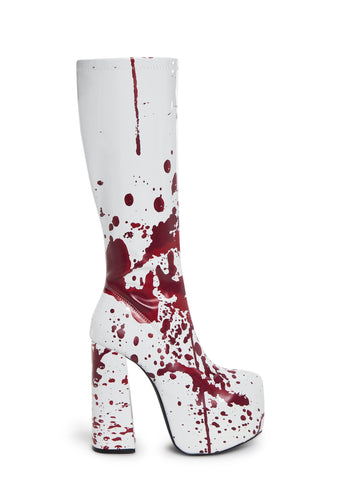 Scream Queen Gogo Boots - White