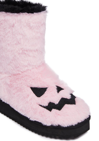 Caught Off Gourd Pumpkin Boots - Pink