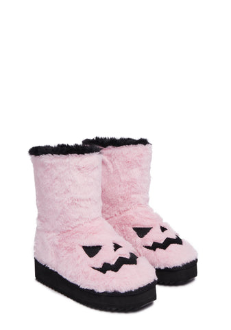 Caught Off Gourd Pumpkin Boots - Pink