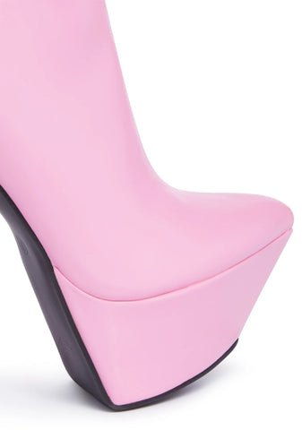 Taking Chances Ankle Boots - Pink