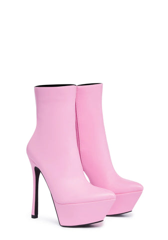 Taking Chances Ankle Boots - Pink