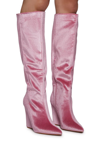 Totally Mesmerized Knee High Boots - Pink