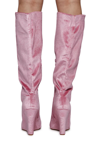 Totally Mesmerized Knee High Boots - Pink