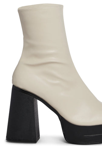 Not Your Ex Platform Ankle Boots-Off White