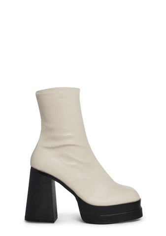 Not Your Ex Platform Ankle Boots-Off White