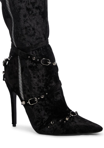 Worthy Knee High Boots - Black Velvet