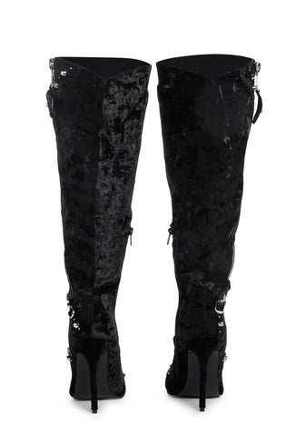 Worthy Knee High Boots - Black Velvet