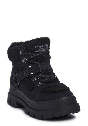 Aspha Com Mid Warm Platform Sneakers - Black