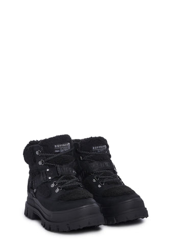 Aspha Com Mid Warm Platform Sneakers - Black