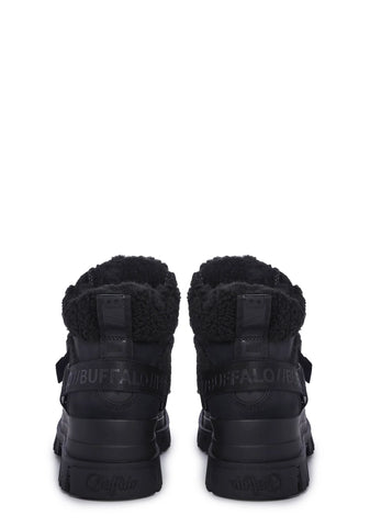 Aspha Com Mid Warm Platform Sneakers - Black