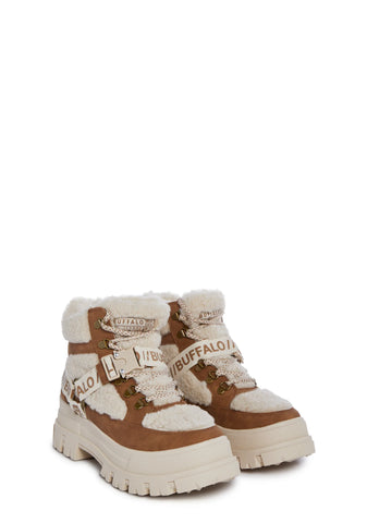 Aspha Com Mid Warm Platform Sneakers - Brown