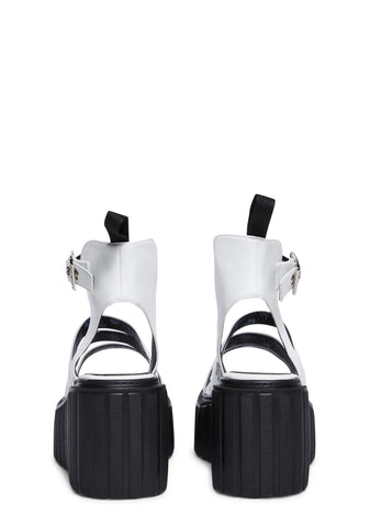 Virtue Creeper Wedge Sandals - White