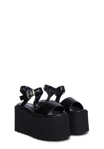 Young And Free Platform Sandals - Black