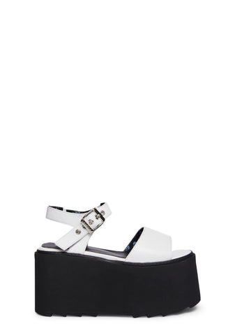 Young And Free Platform Sandals- White