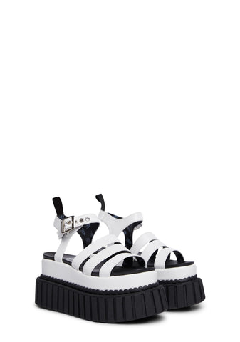 Say It Creeper Wedge Sandals - White