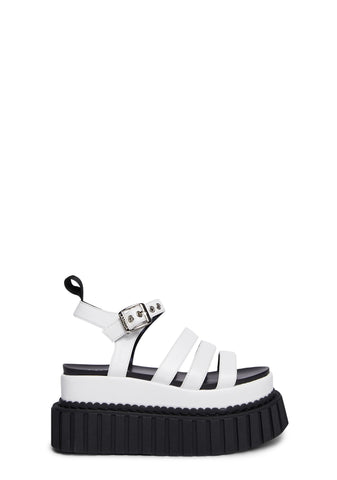 Say It Creeper Wedge Sandals - White