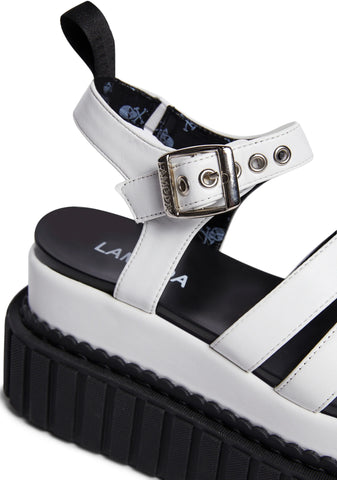 Say It Creeper Wedge Sandals - White