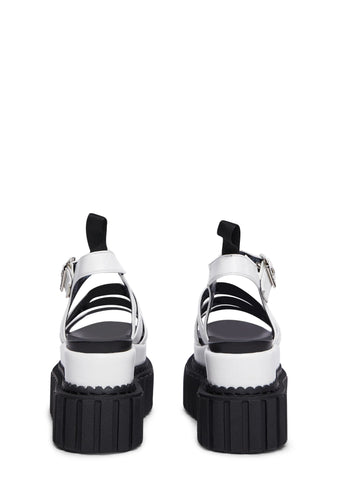 Say It Creeper Wedge Sandals - White