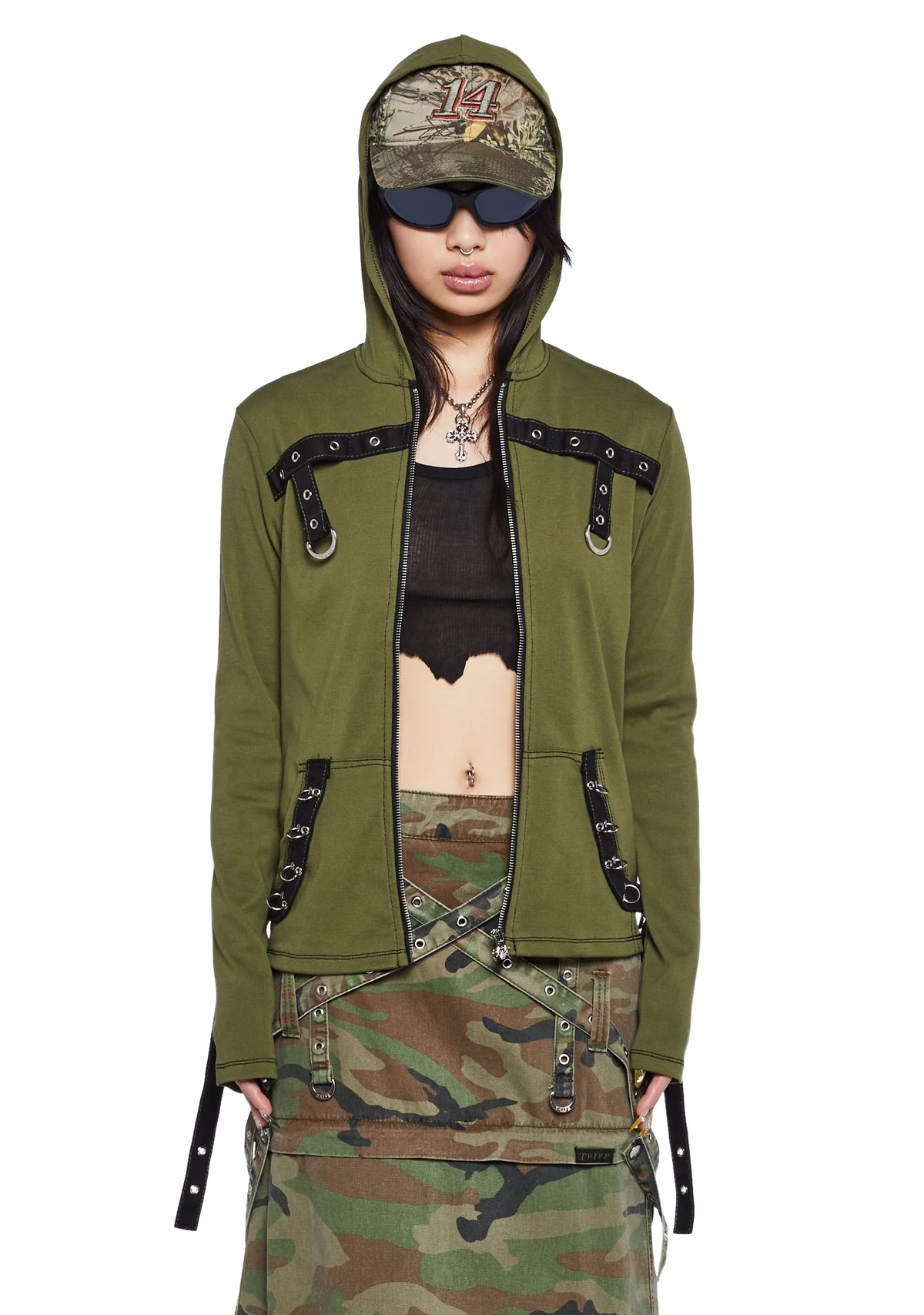 Strappy Zip-Up Hoodie