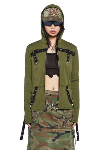 Strappy Zip-Up Hoodie