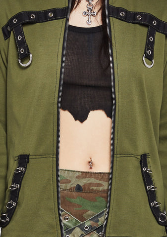 Strappy Zip-Up Hoodie