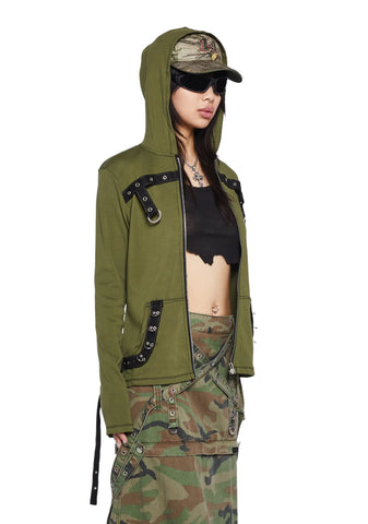 Strappy Zip-Up Hoodie