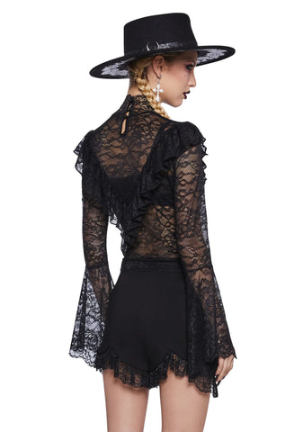 Sealing Spell Lace Blouse - Black