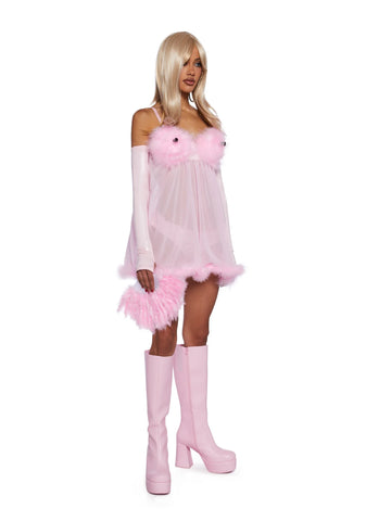 Fembot Babe Wig & Costume Set