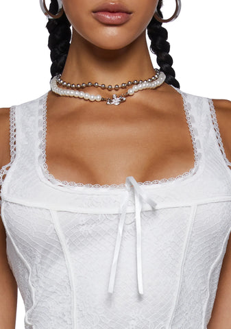 Delay Your Departure Corset Top - White