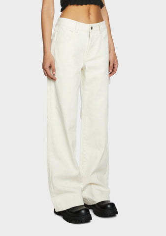 So Misunderstood Twill Carpenter Pants - Off White