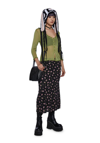 Everlong Romance Long Sleeve Top - Green