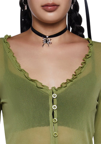 Everlong Romance Long Sleeve Top - Green