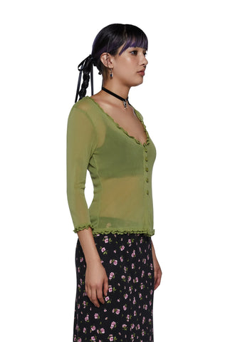 Everlong Romance Long Sleeve Top - Green