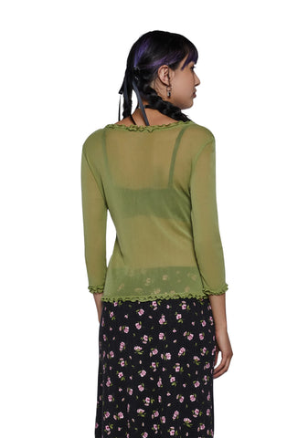 Everlong Romance Long Sleeve Top - Green