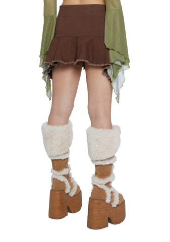 Can't Knock Me Down Lace-Up Skirt - Brown