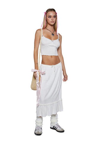 Spring Chicky Pointelle Cami Tank - White