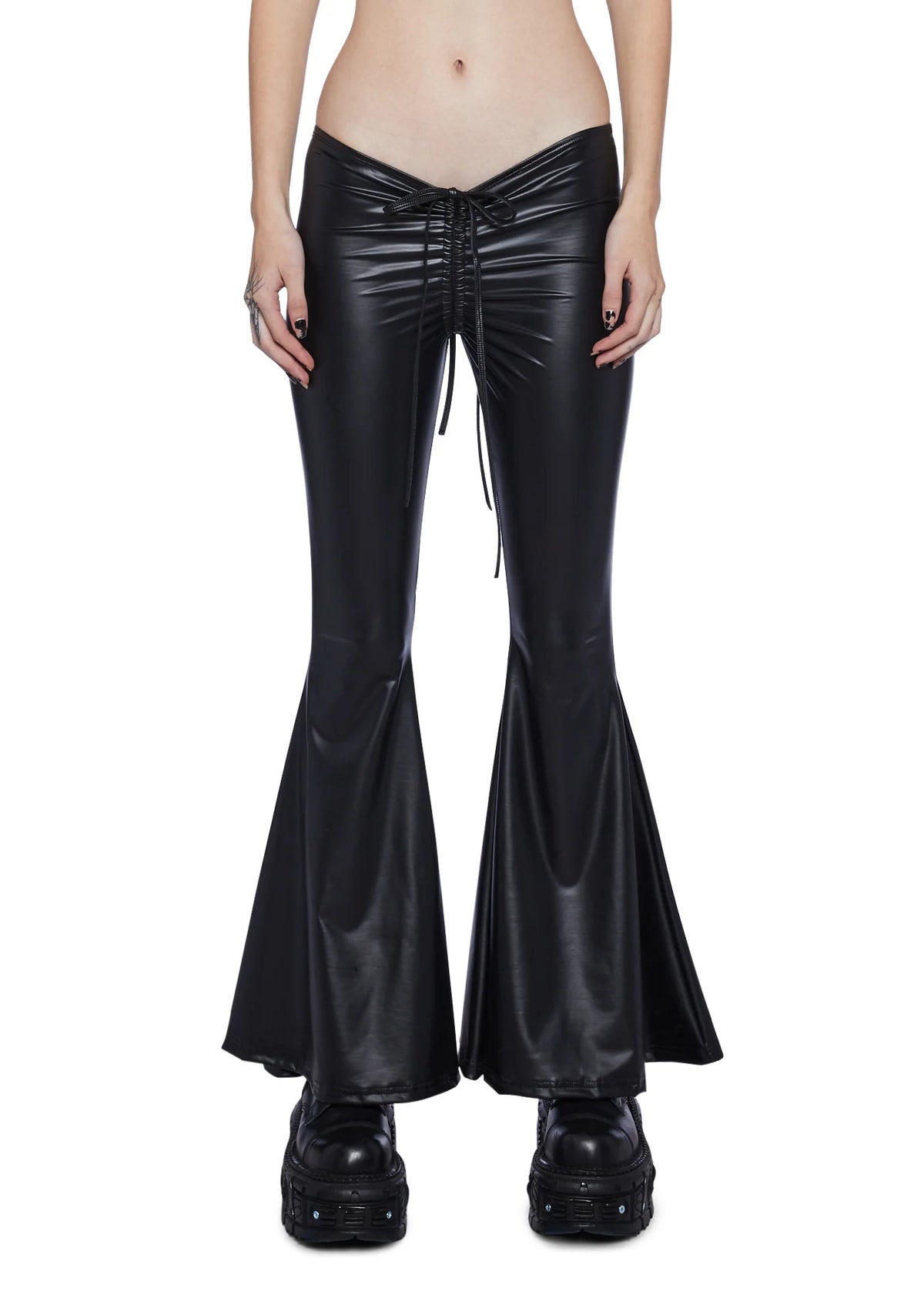 Reverb V-Cut Vegan Leather Bell Bottoms