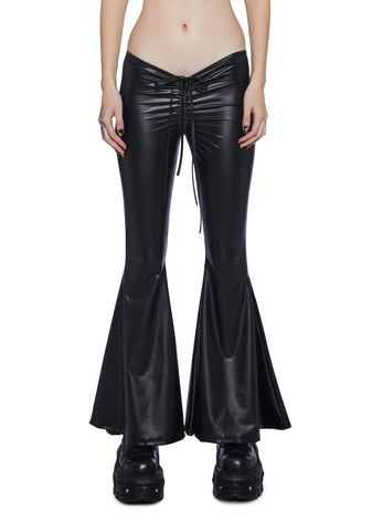 Reverb V-Cut Vegan Leather Bell Bottoms