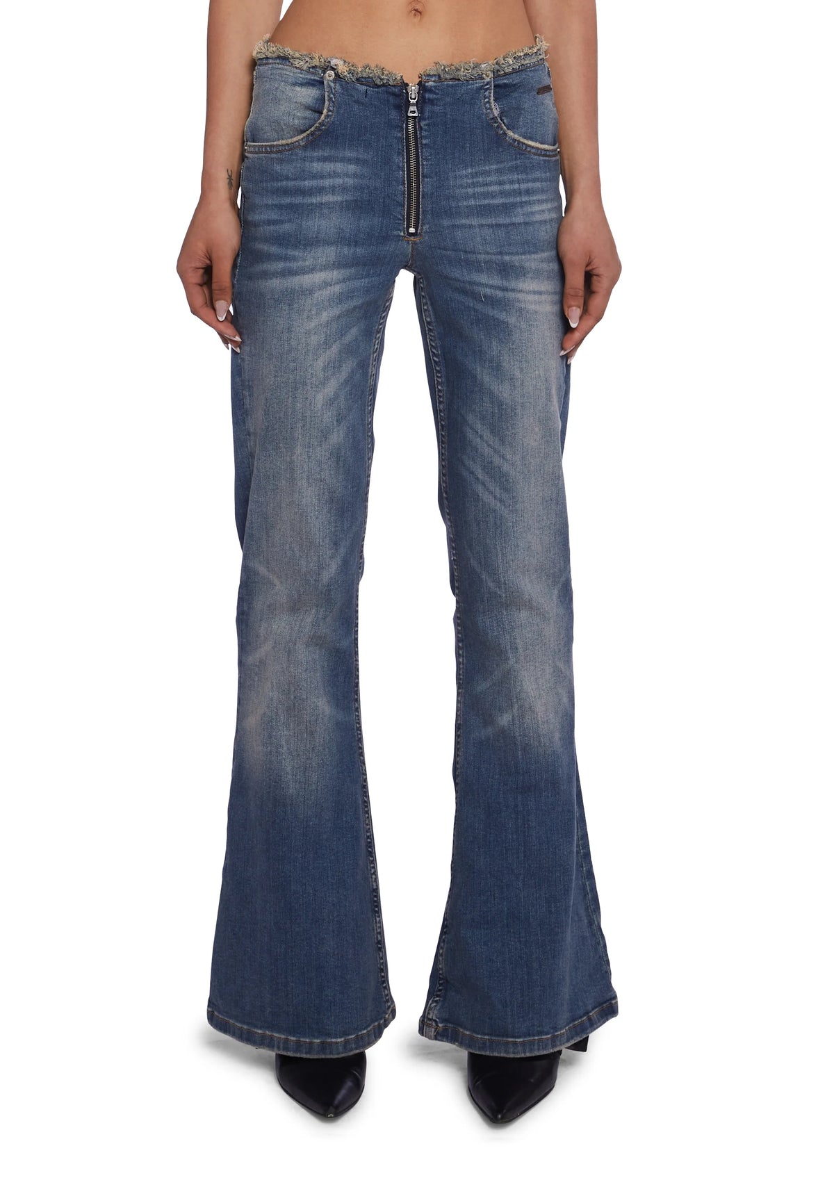 Raw Waist Wide Leg Jeans