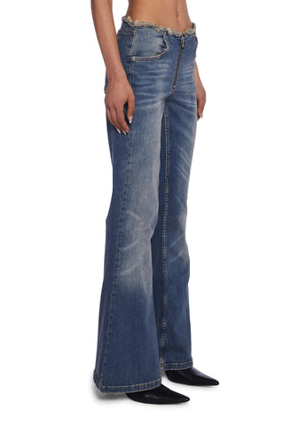 Raw Waist Wide Leg Jeans