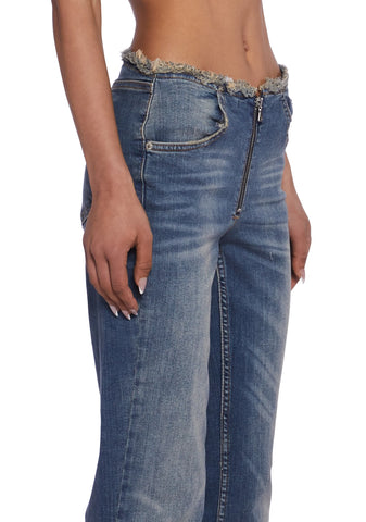 Raw Waist Wide Leg Jeans