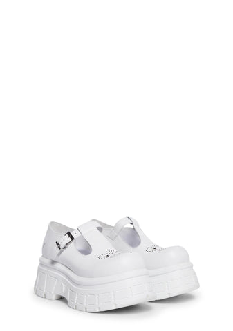 Sour Platform Mary Janes - White